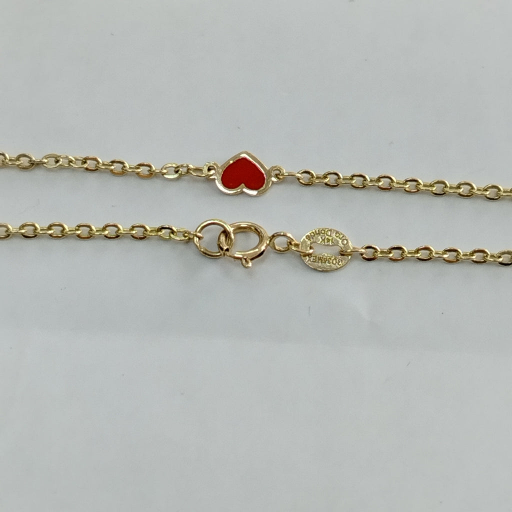 PULSERA ESPECIAL CON CORAZONES 14K 18 CM 1.4 GR (NUEVO)