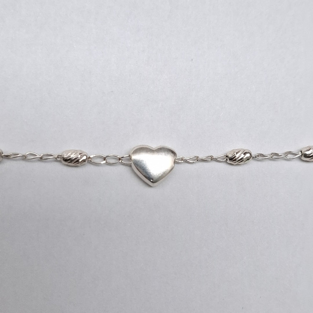 PULSERA TEJIDO CORAZON PLATA .925 18 CM 3.4 GR (NUEVO)