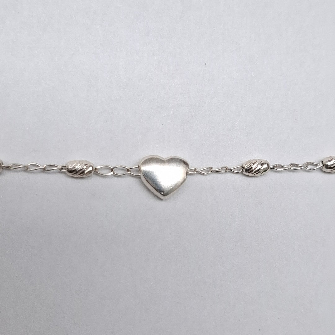 PULSERA TEJIDO CORAZON PLATA .925 18 CM 3.4 GR (NUEVO)