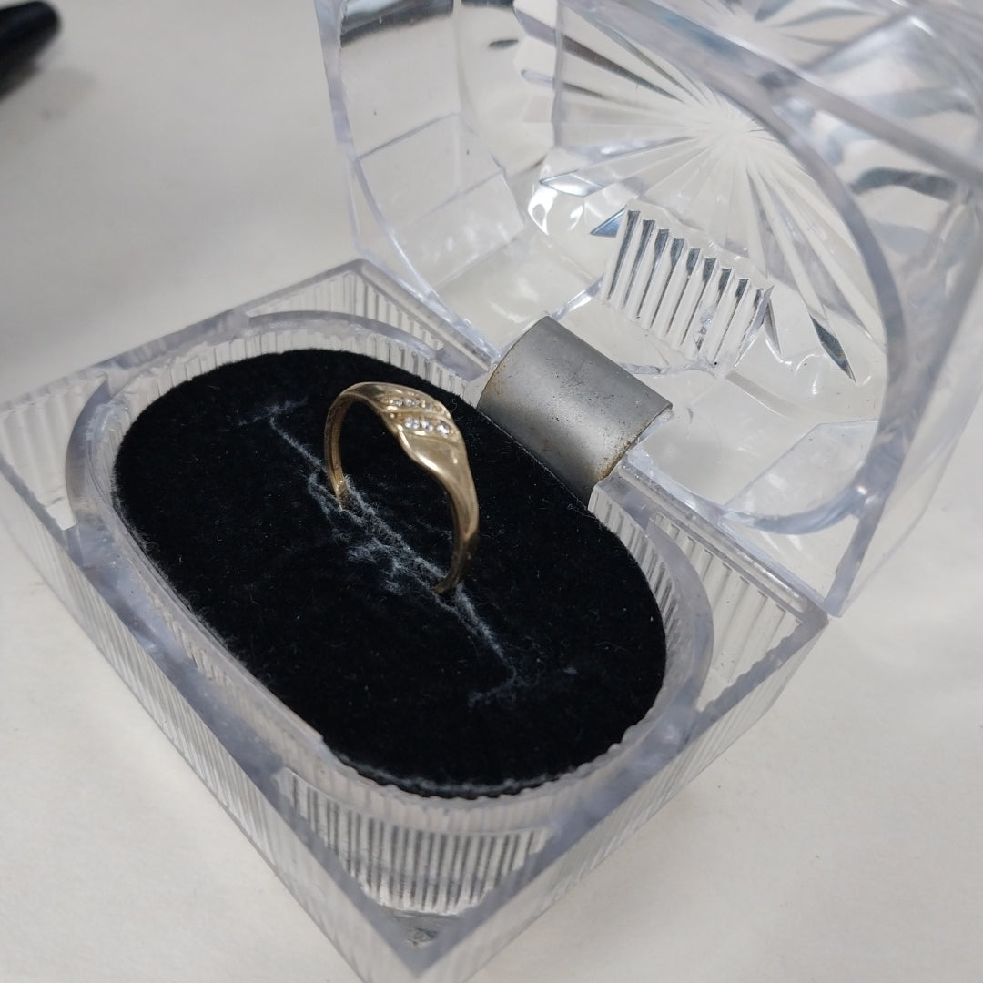 ANILLO ANILLITO C CIRCONIAS 14K 8.5 TALLA 1.2 GR (NUEVO)