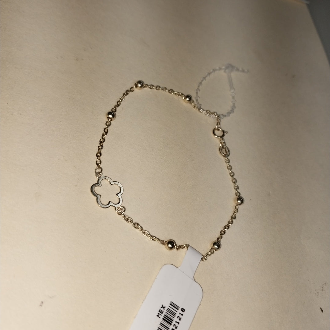 PULSERA TEJIDO ESPECIAL CON FLOR 14K 18 CM 1.6 GR (NUEVO)