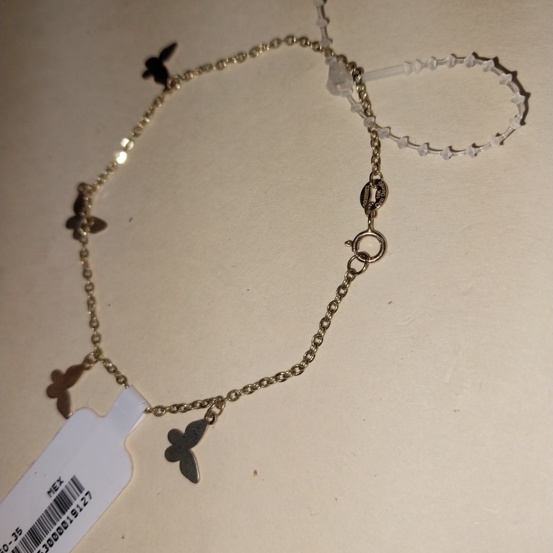 PULSERA ESPECIAL CON MARIPOSAS 14K 18 CM 1.9 GR (NUEVO)