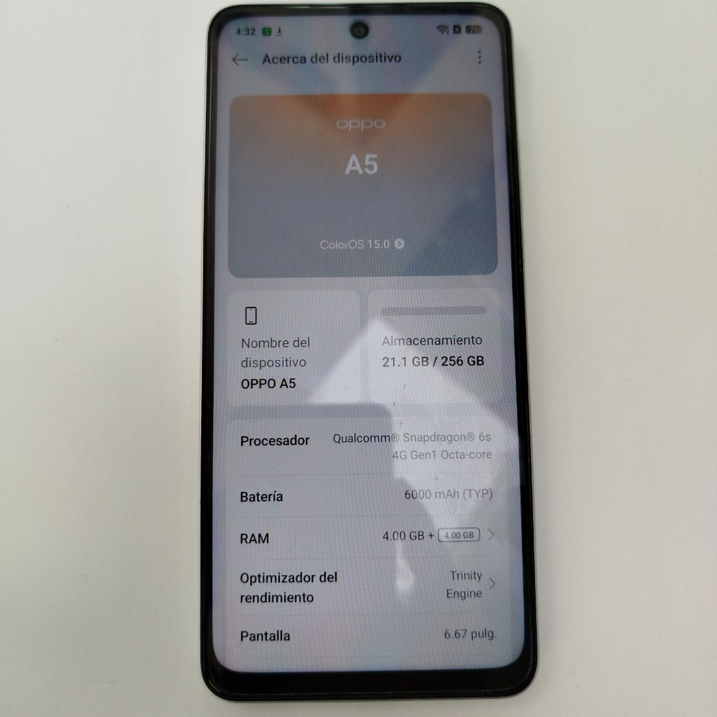 CELULAR OPPO A5 CPH2727 (2025) 256 GB 4 GB RAM (SEMINUEVO)