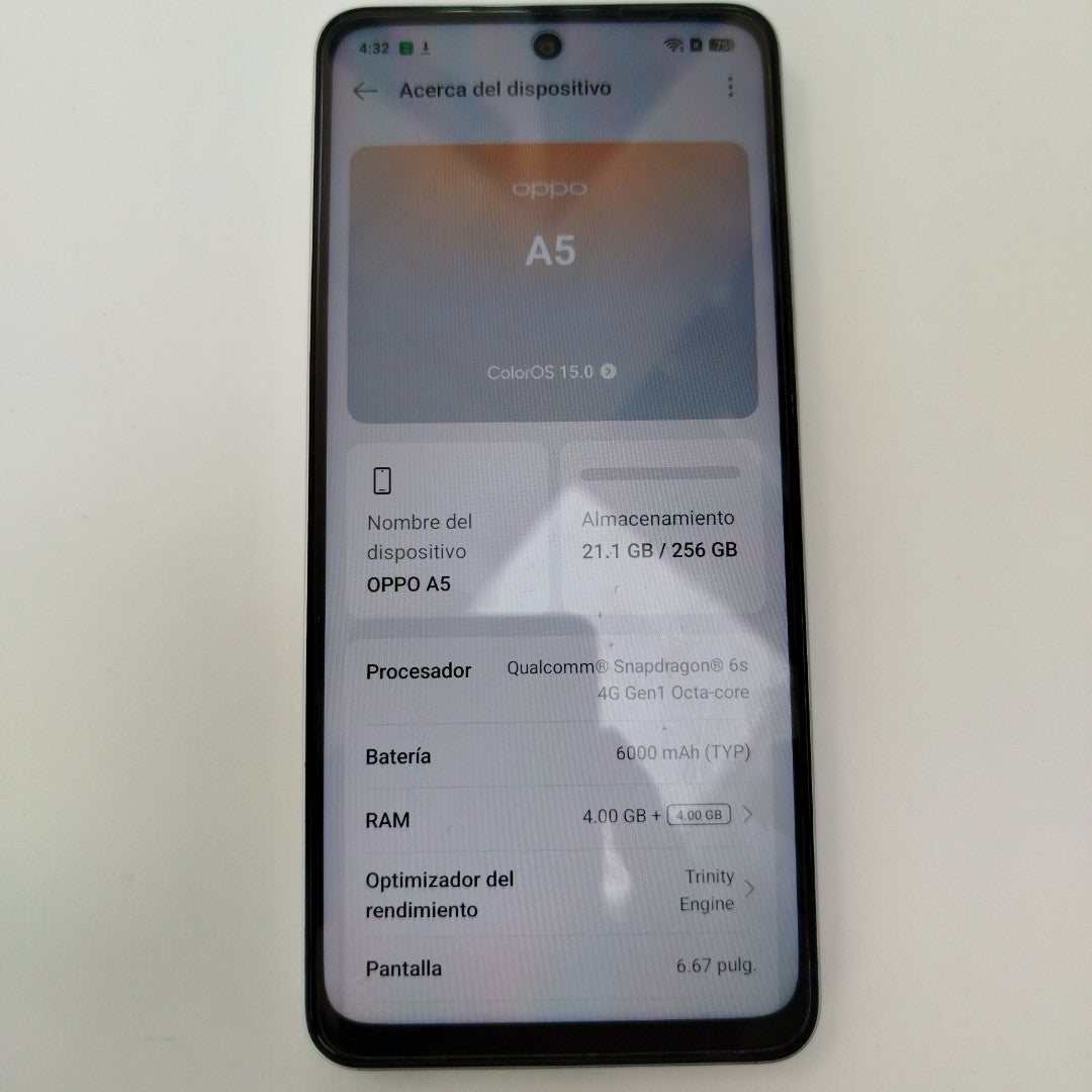 CELULAR OPPO A5 CPH2727 (2025) 256 GB 4 GB RAM (SEMINUEVO)