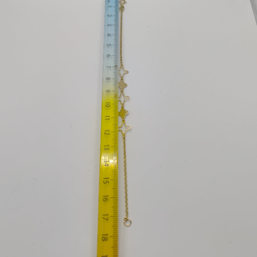 PULSERA TEJIDO ESP CON TREBOL 14K 18 CM 1.6 GR (NUEVO)