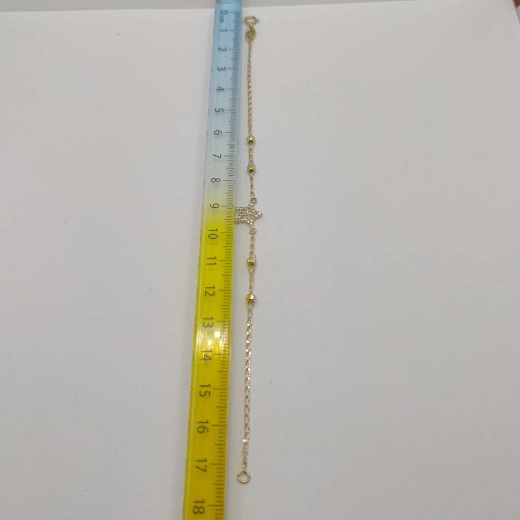 PULSERA ESPECIAL CON ESTRELLA Y CIRCONIAS 14K 18 CM 1.5 GR (NUEVO)