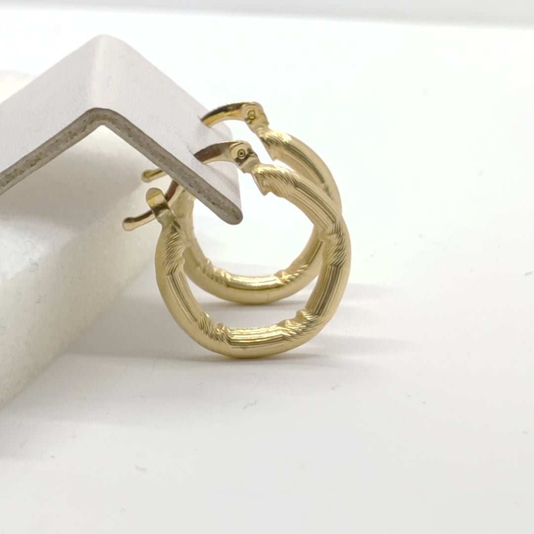 ARETES TEJIDO ARRACADAS CON DISEÑO 14K 2.6 GR (NUEVO)