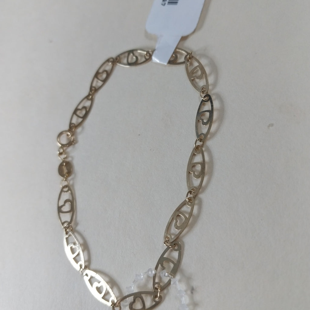 PULSERA TEJIDO ESPECIAL CON CORAZON 14K 18 CM 1.3 GR (NUEVO)