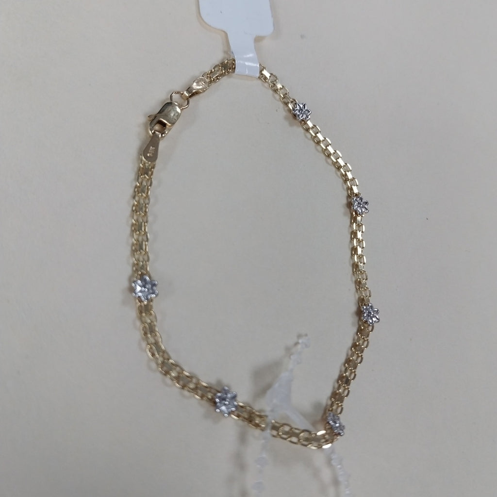 PULSERA ESPECIAL C FLORES 14K 18 CM 2.9 GR (NUEVO)