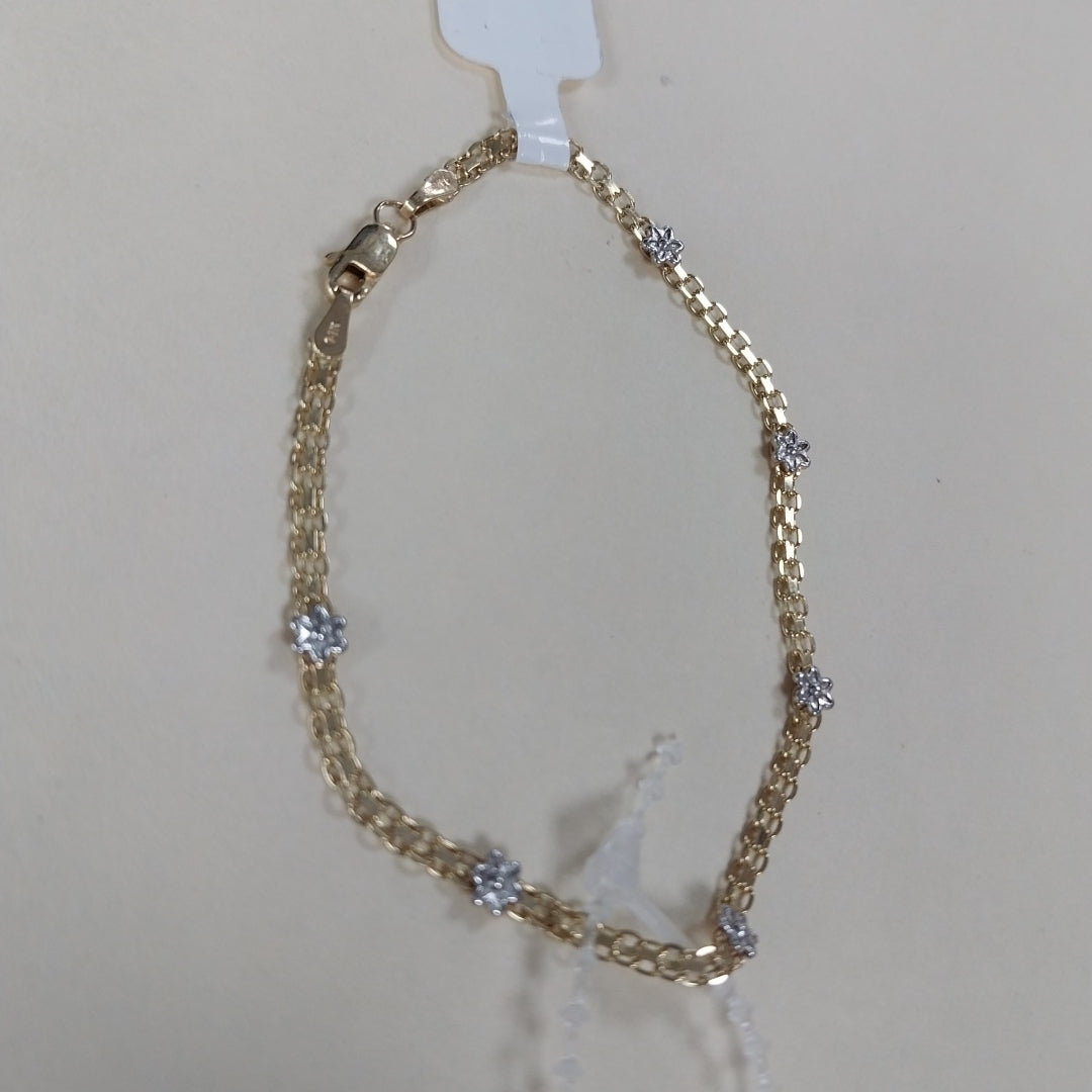 PULSERA ESPECIAL C FLORES 14K 18 CM 2.9 GR (NUEVO)