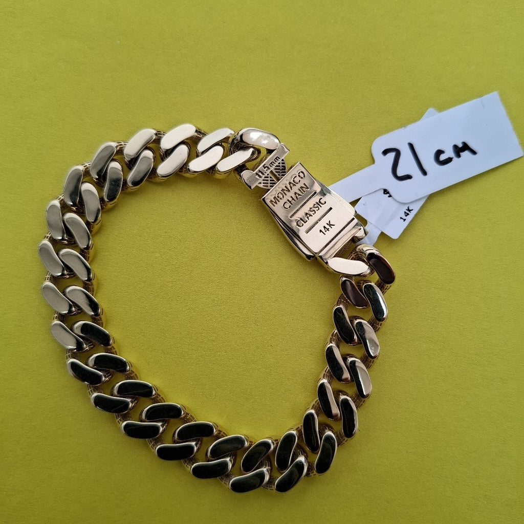 PULSERA CABALLERO MONACO ORO 14K 18 (NUEVO)