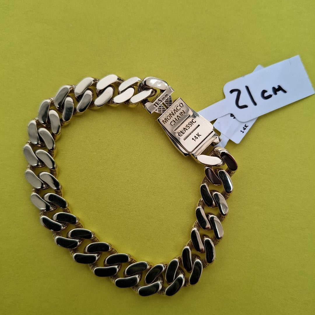 PULSERA CABALLERO MONACO ORO 14K 18 (NUEVO)