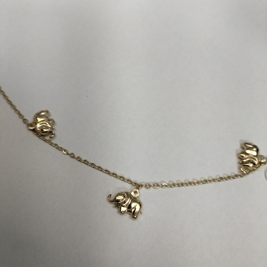 PULSERA ESPECIAL CON DIJES ELEFANTES 10K 18 CM 2.1 GR (NUEVO)