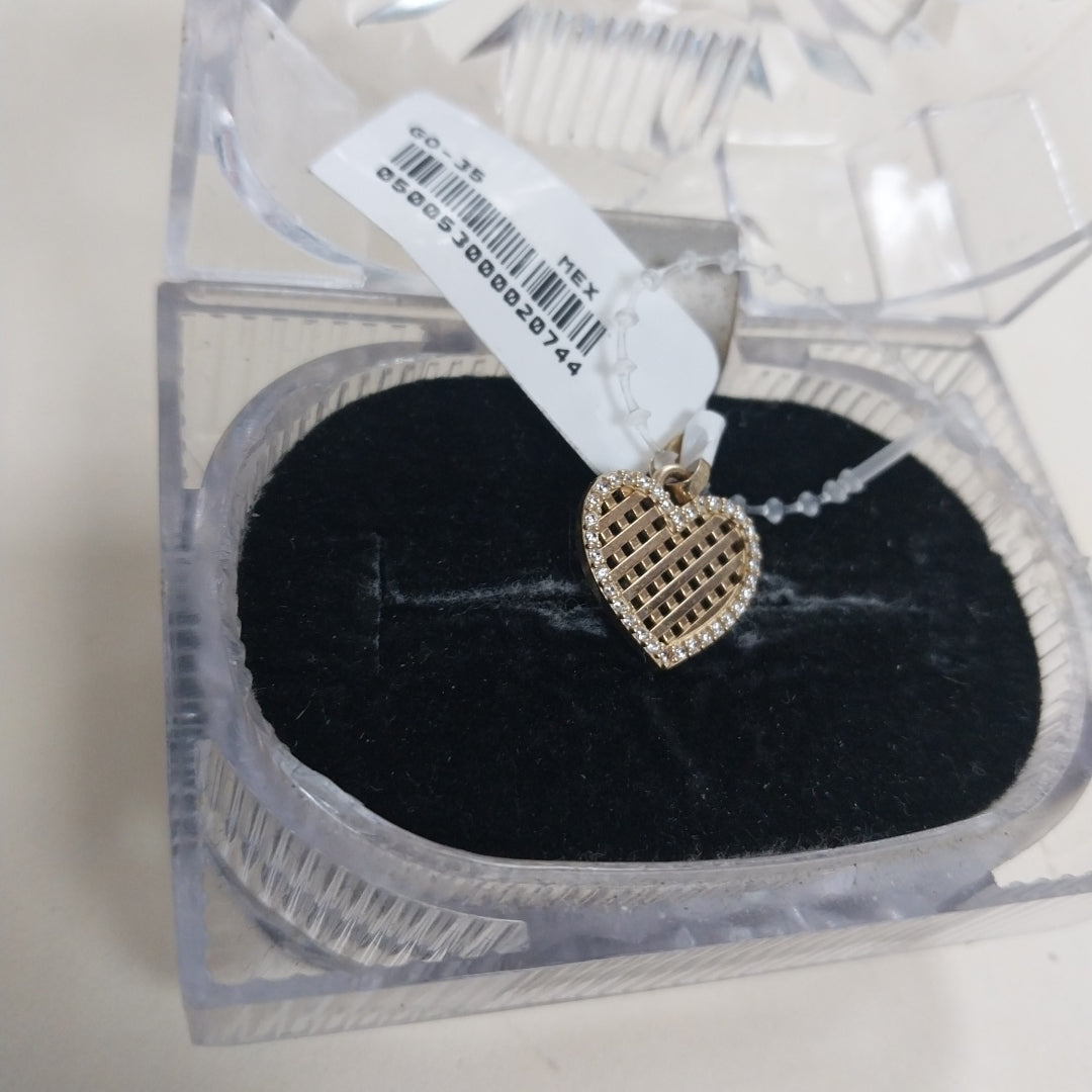 DIJE TEJIDO CORAZON CON CERCO DE CIRCONIAS 14K 1.1 GR (NUEVO)