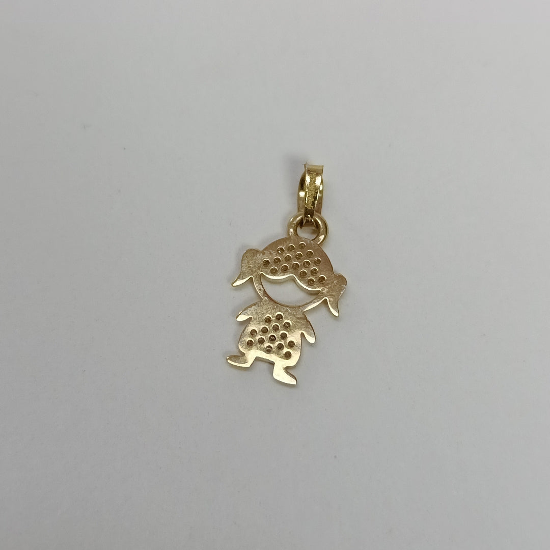 DIJE TEJIDO NIÑA CON CIRCONIAS 14K 0.8 GR (NUEVO)