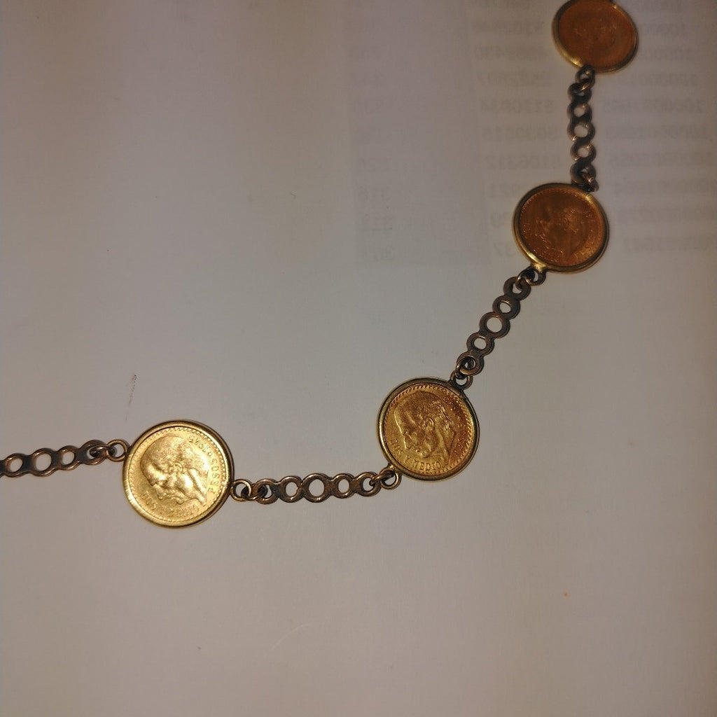 K1 42 GRMS 21 K IDENTIFICACIÓN COLLAR TEJIDO ESPECIAL MONEDAS PES (SEMINUEVO)