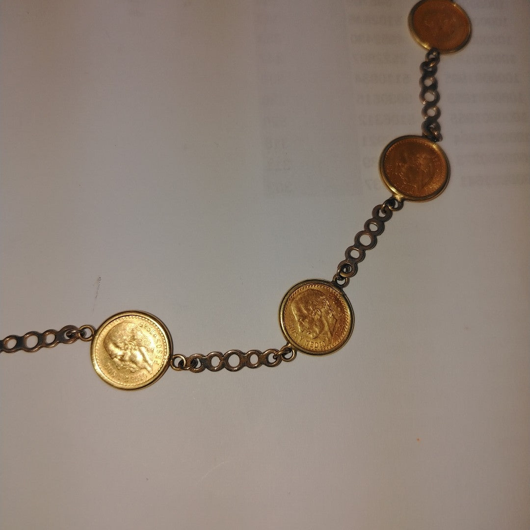 K1 42 GRMS 21 K IDENTIFICACIÓN COLLAR TEJIDO ESPECIAL MONEDAS PES (SEMINUEVO)