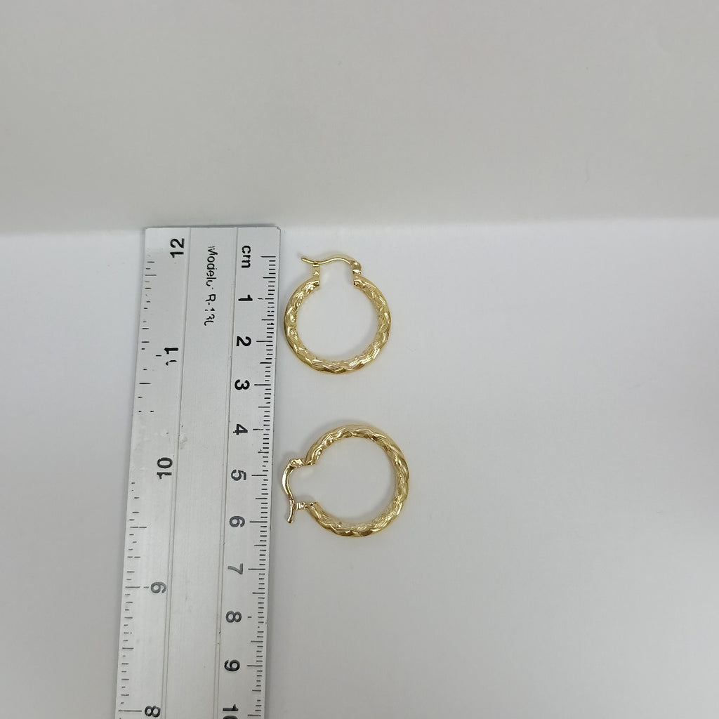 ARETES TEJIDO ARRACADA LABRADA 14K 2.6 GR (NUEVO)