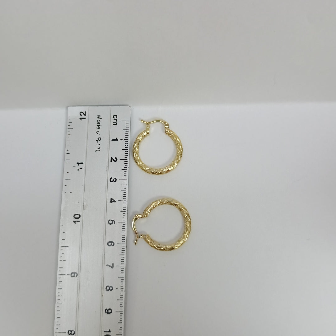 ARETES TEJIDO ARRACADA LABRADA 14K 2.6 GR (NUEVO)