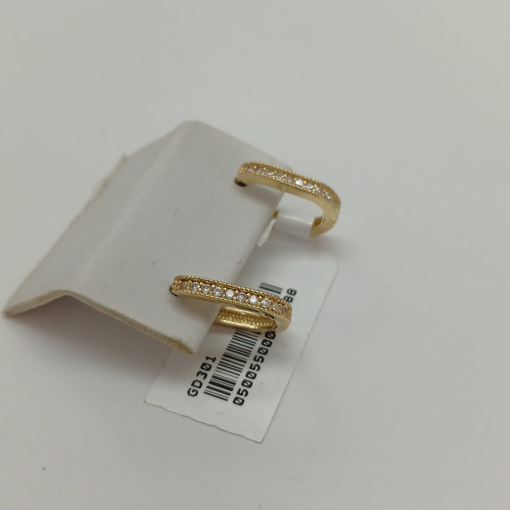 ARETES HUGGIES OVALADA C CIRCONIAS 14K 2.5 GR (NUEVO)