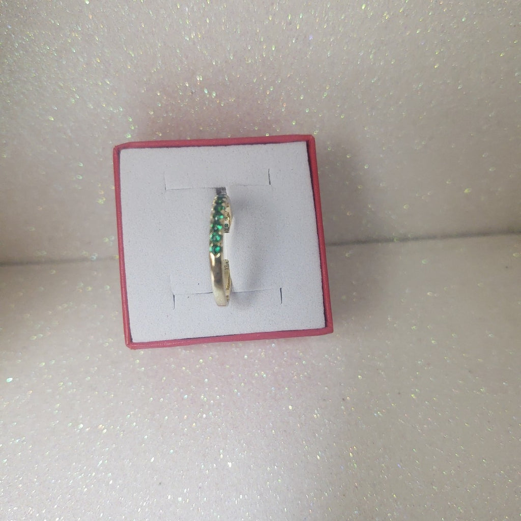 ANILLO ANILLITO MEDIA CHURUMBELA C PDRAS COLOR VERDE 14K 7 TALLA 1.5 GR (NUEVO)
