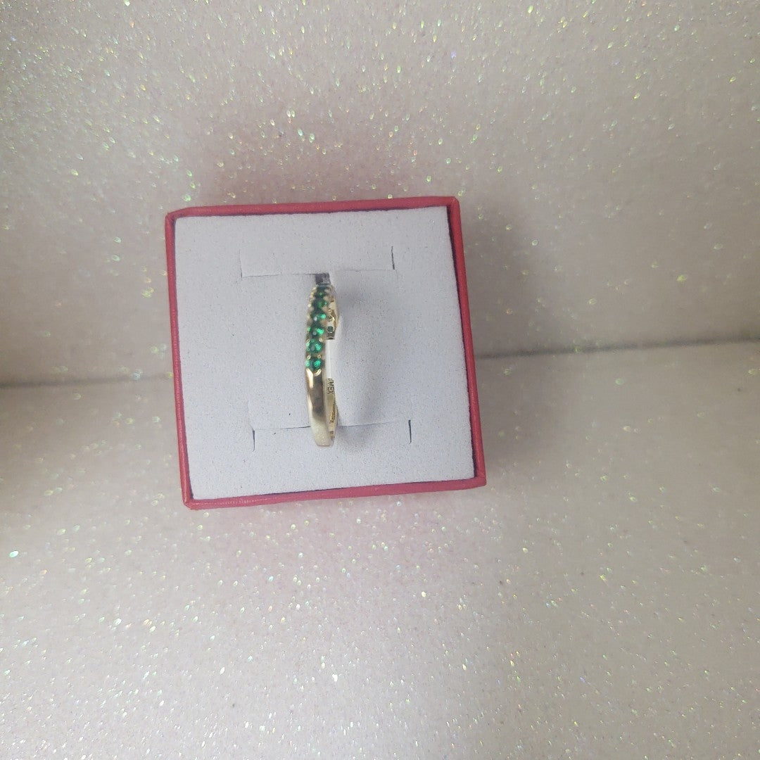 ANILLO ANILLITO MEDIA CHURUMBELA C PDRAS COLOR VERDE 14K 7 TALLA 1.5 GR (NUEVO)