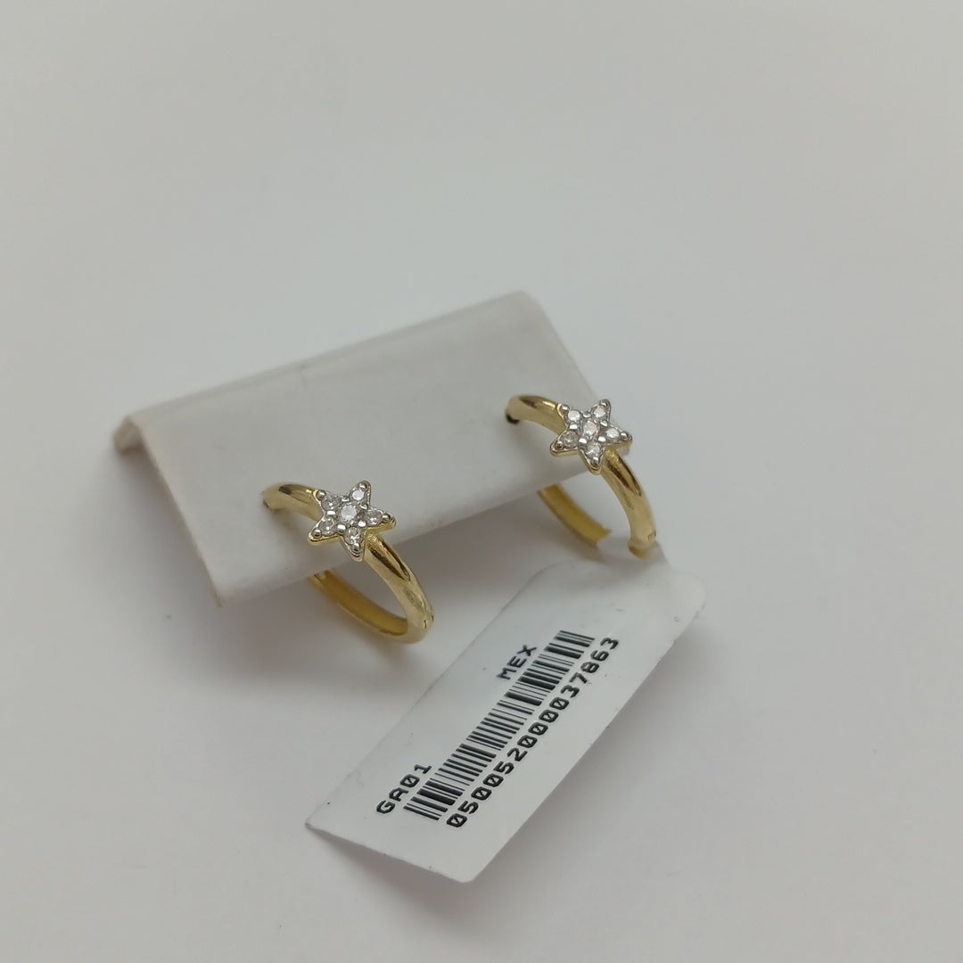 ARETES ARRACADAS FIG ESTRELLA CIRCONIAS 10K 1.6 GR (NUEVO)