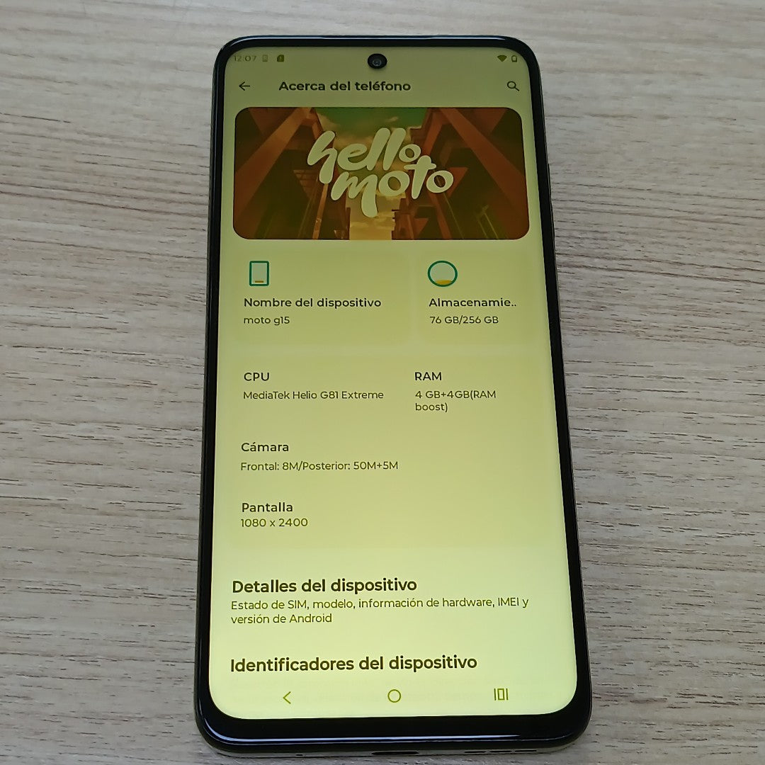 CELULAR MOTOROLA MOTO G15 XT2521-2 (2025) 256 GB 4 GB RAM (SEMINUEVO)