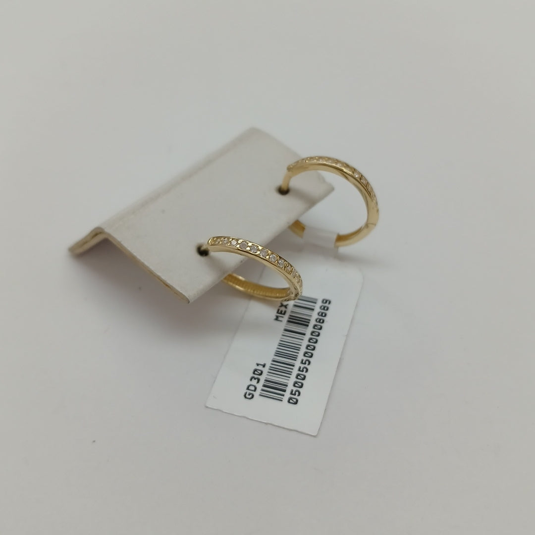 ARETES HUGGIES C CIRCONIA 14K 1.8 GR (NUEVO)