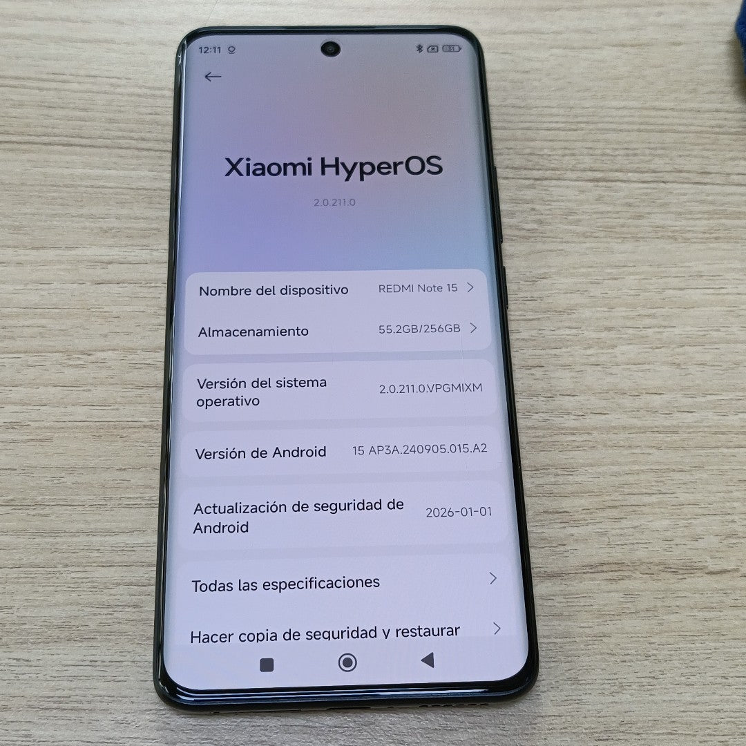 CELULAR XIAOMI REDMI NOTE 15 2510DRA23L (2026) 256 GB 8 GB RAM (SEMINUEVO)