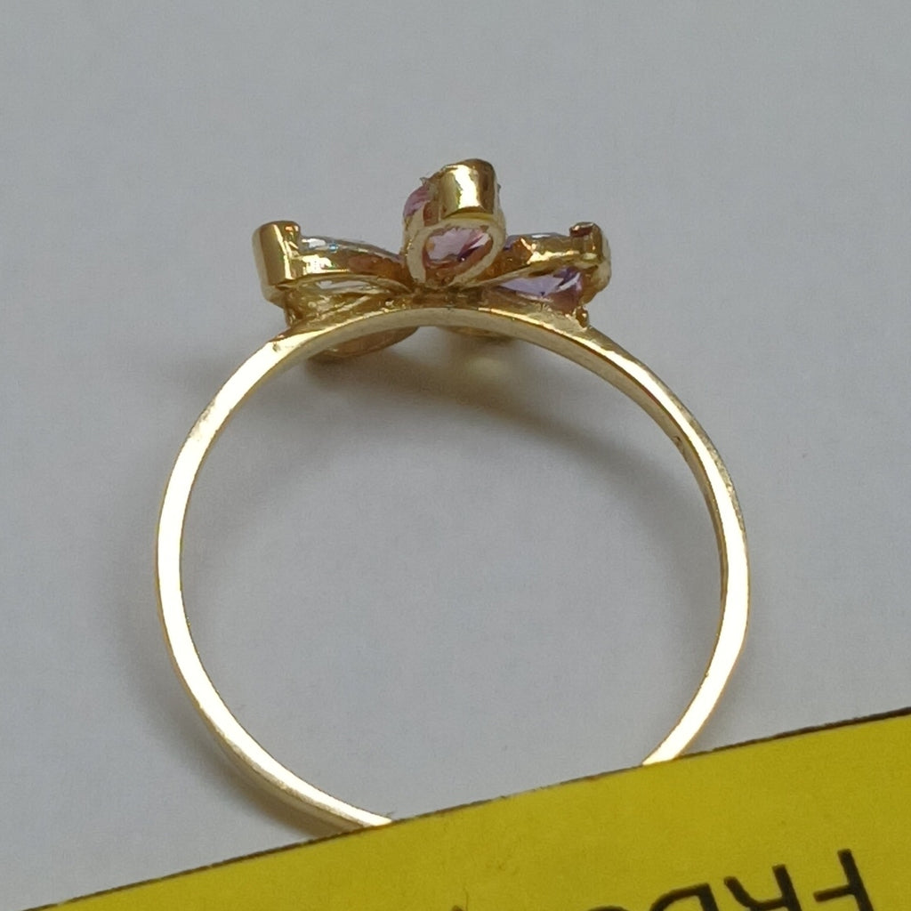 ANILLOS FLOR CON PIEDRAS DE COLOR 14K TALLA 7 1.4 GR (NUEVO)
