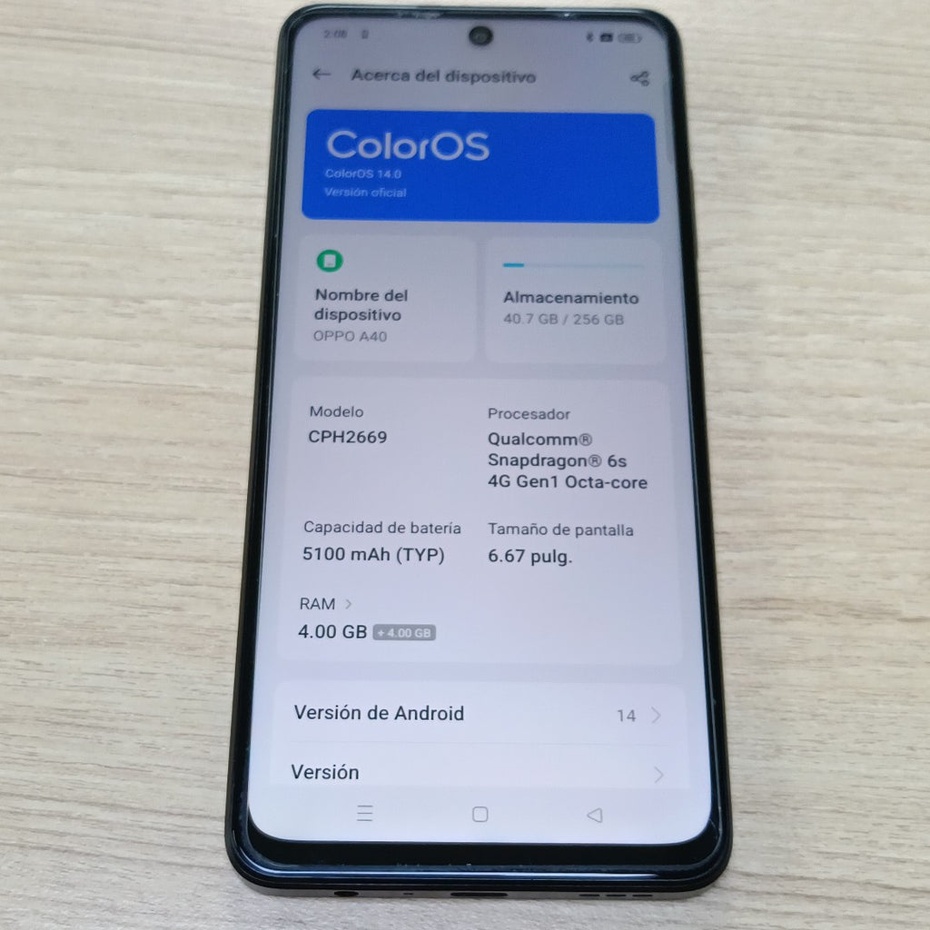 CELULAR OPPO A40 CPH2669 (2024) 256 GB 4 GB RAM (SEMINUEVO)