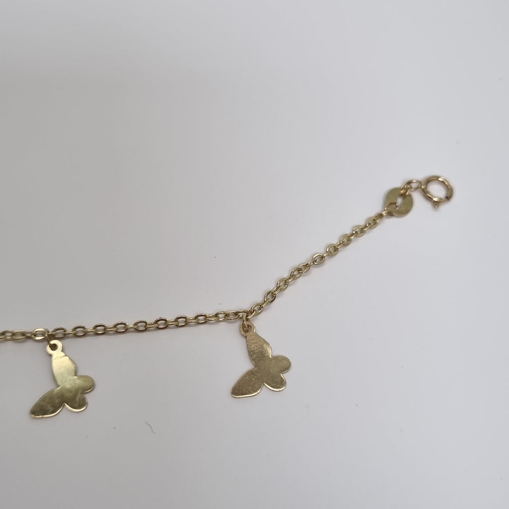 PULSERA ESPECIAL CON MARIPOSAS 14K 18 CM 2.1 GR (NUEVO)