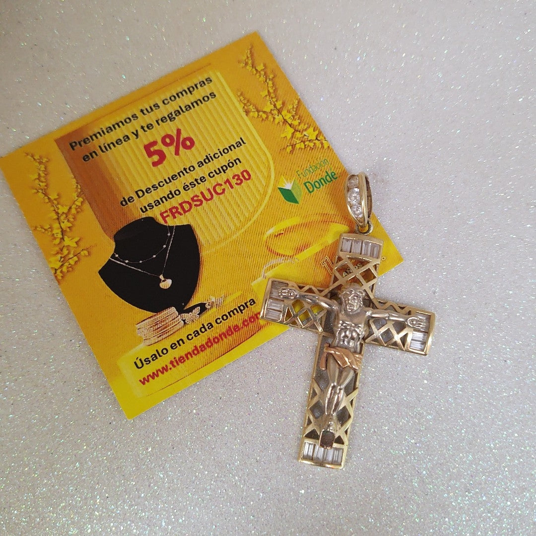 CRUCIFIJO ORO,ORO COMBINADO 14 K 15,00 GRMS (SEMINUEVO)