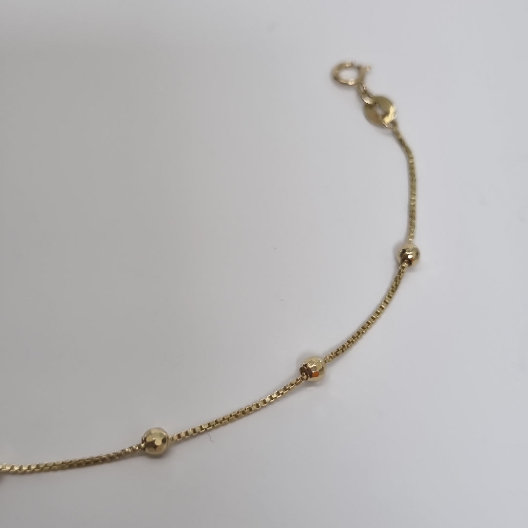 PULSERA ESPECIAL CON BOLITAS 14K 18 CM 1.4 GR (NUEVO)