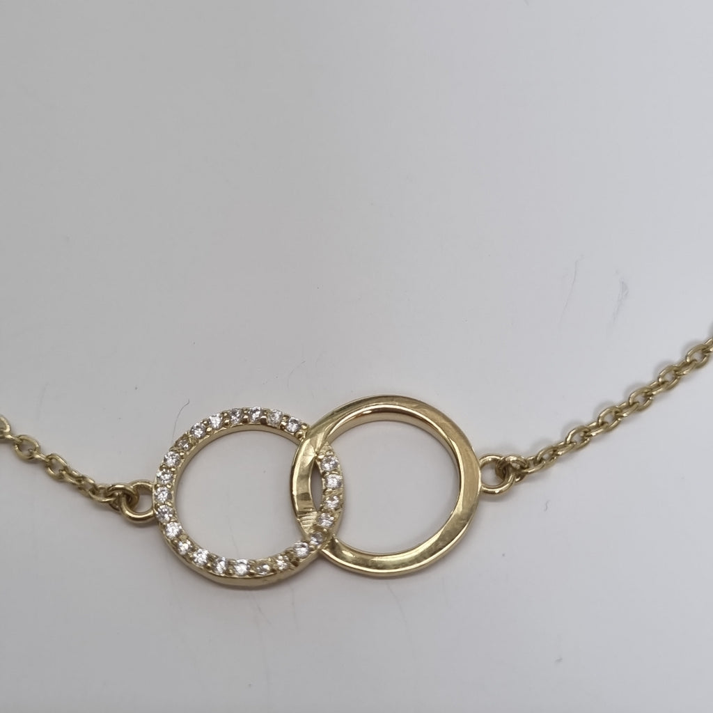 PULSERA TEJIDO ESPECIAL FIG AROS UNIDOS C CIRCS 14K 18 CM 2.1 GR (NUEVO)