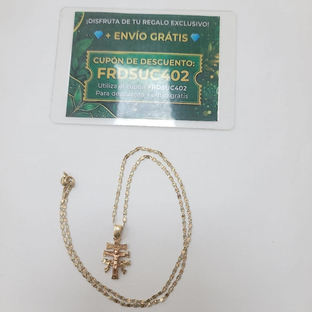 CADENA, CRUZ DE CARAVACA ORO, ORO COMBINADO 10 K 3.1 GRMS (SEMINUEVO)
