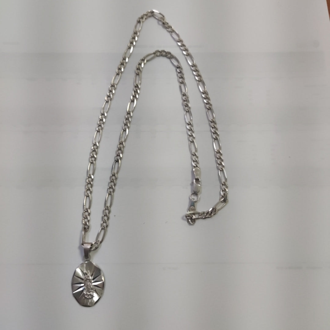 CADENA, MEDALLA RELIGIOSA PLATA 13.4 GRMS (SEMINUEVO)