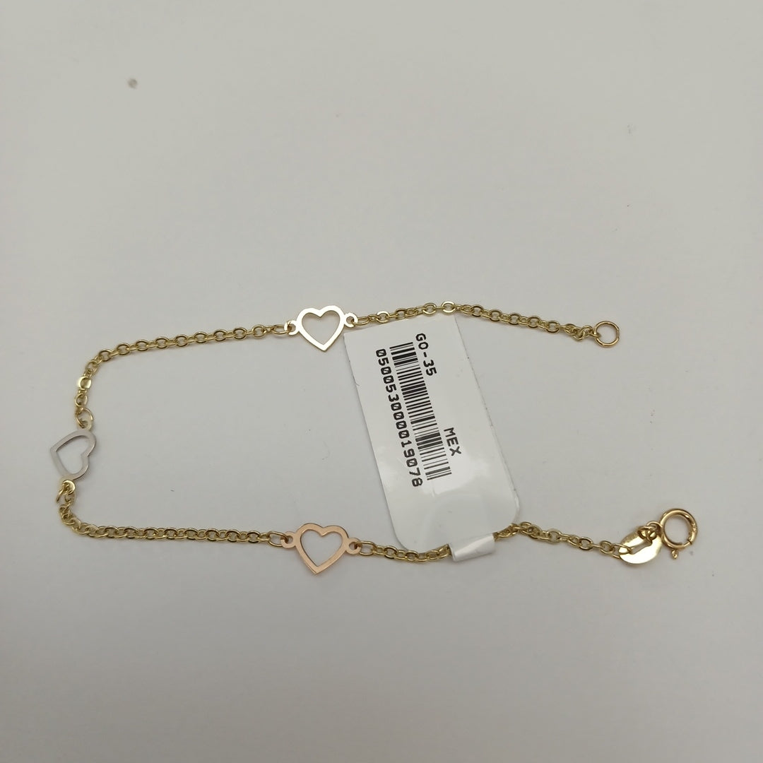 PULSERA ESPECIAL CON CORAZONES 14K 18 CM 1.3 GR (NUEVO)