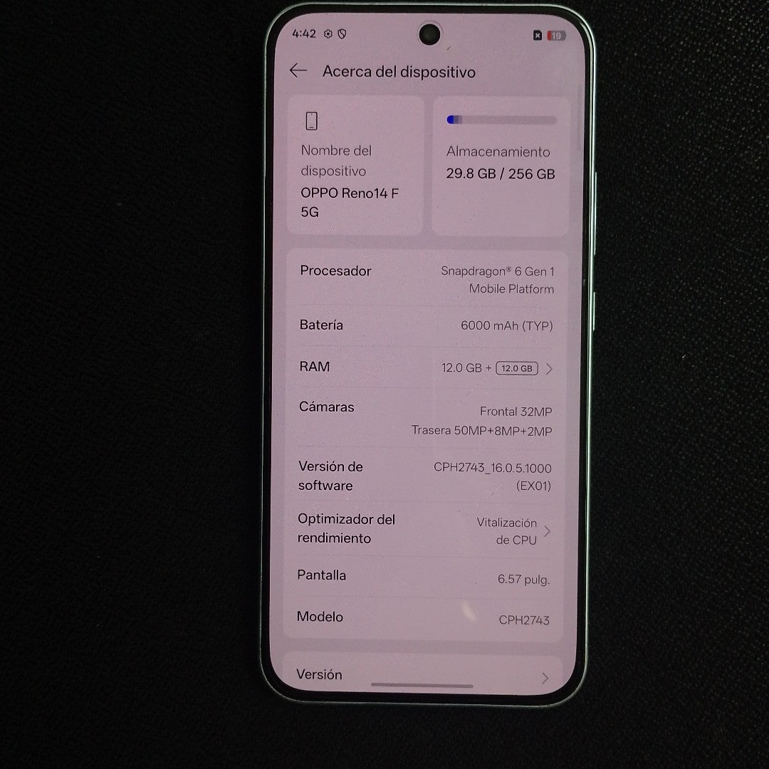 CELULAR OPPO RENO 14F CPH2743 (2025) 256 GB 12 GB RAM (SEMINUEVO)