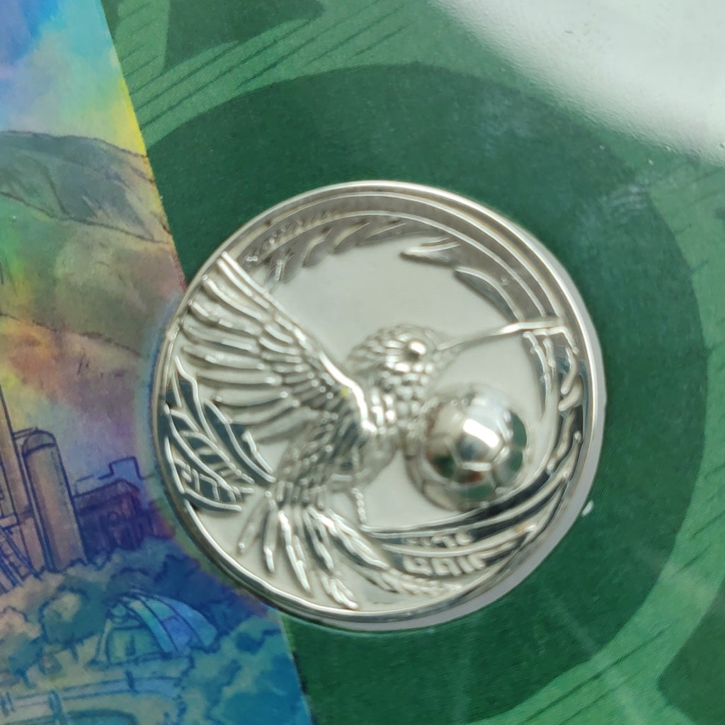 MEDALLA CONMEMORATIVA FRD FÚTBOL MOTIVO COLIBRI PLATA .925 8 GR (NUEVO)