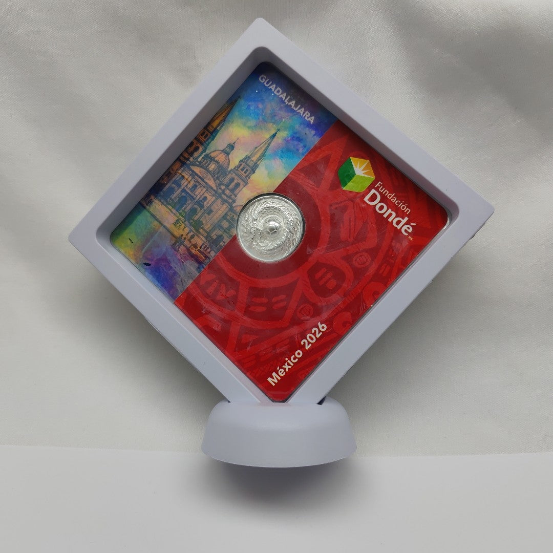 MEDALLA CONMEMORATIVA FRD FÚTBOL MOTIVO QUETZALCÓATL PLATA .925 11.9 GR (NUEVO)