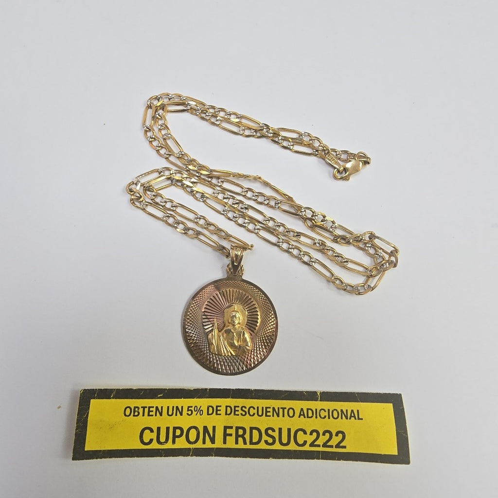 CADENA, MEDALLA RELIGIOSA ORO 10 K 8.8 GRMS (SEMINUEVO)