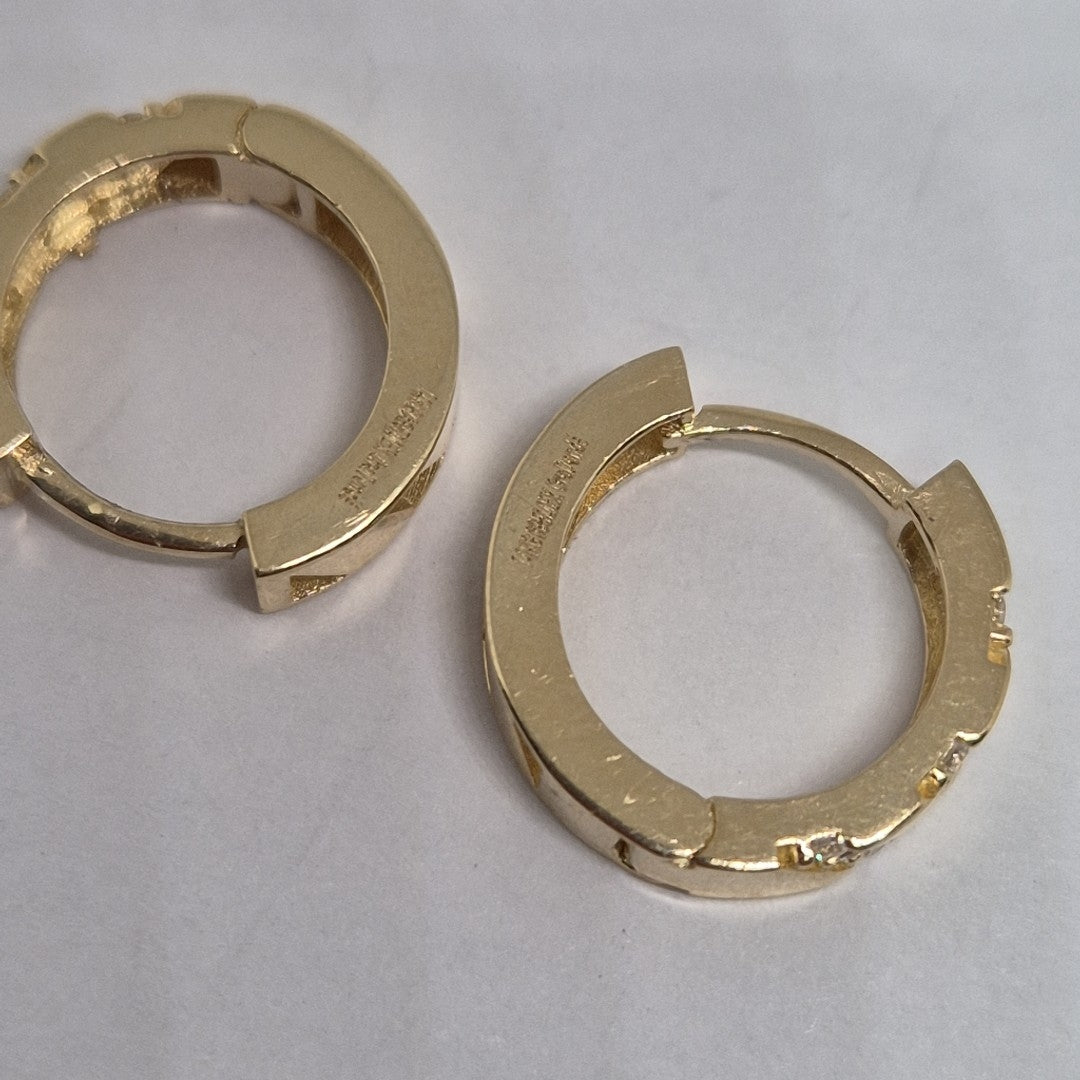 ARETES HUGGIES CON CIRCONIAS 14K 2.2 GR (NUEVO)