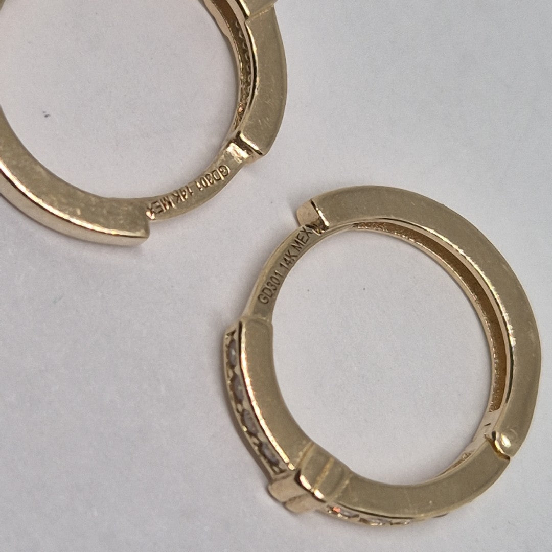 ARETES HUGGIES C CIRCONIA 14K 2 GR (NUEVO)