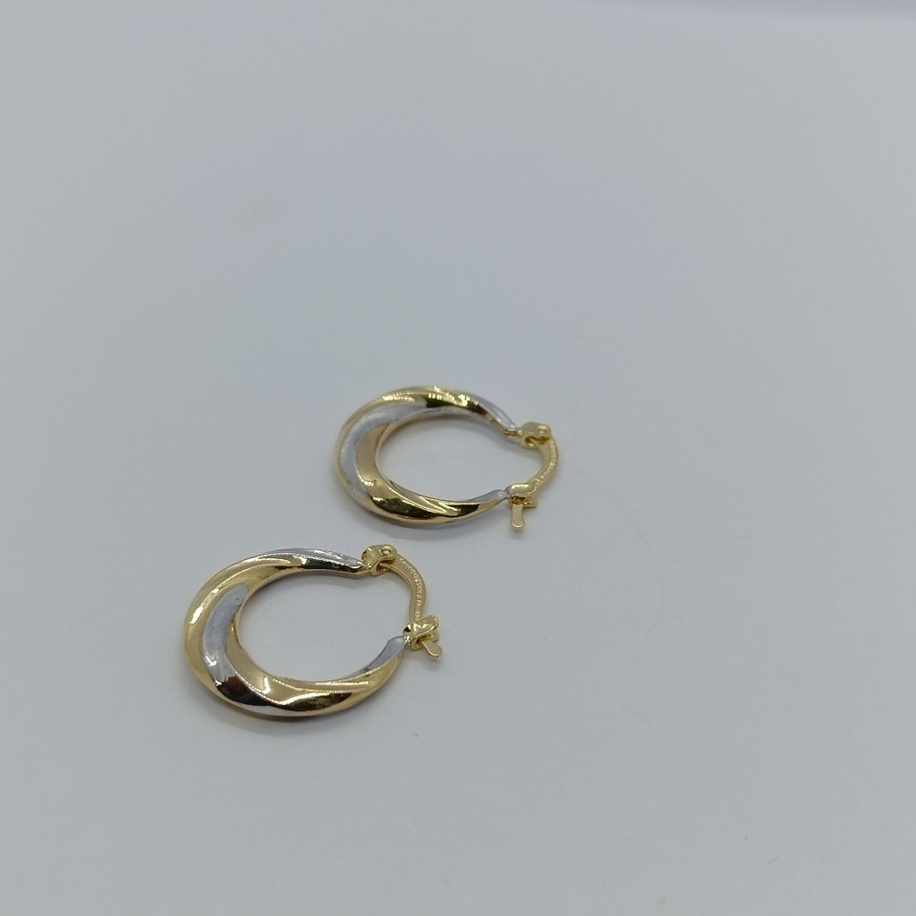 ARETES TEJIDO ARRACADA TRENZADA COMBINADA 14K 1.9 GR (NUEVO)