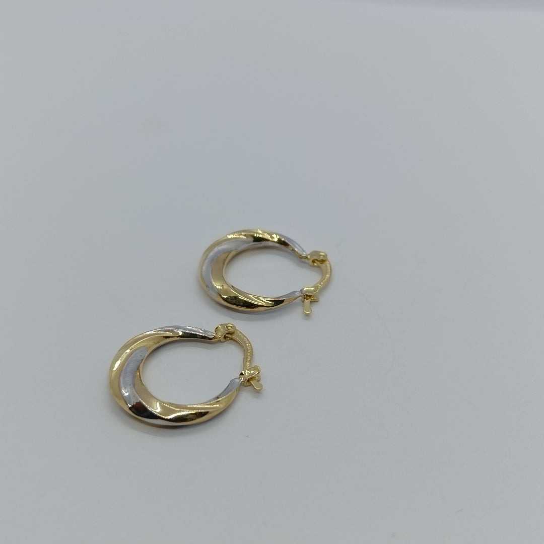 ARETES TEJIDO ARRACADA TRENZADA COMBINADA 14K 1.9 GR (NUEVO)