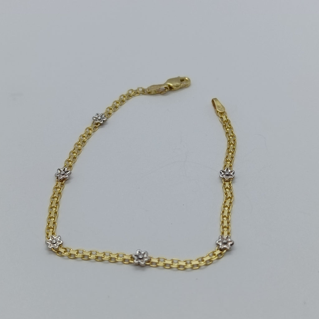PULSERA ESPECIAL C FLORES 14K 18 CM 3 GR (NUEVO)