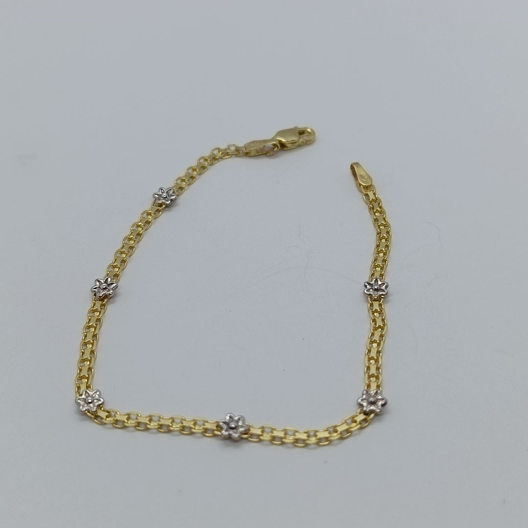 PULSERA ESPECIAL C FLORES 14K 18 CM 3 GR (NUEVO)