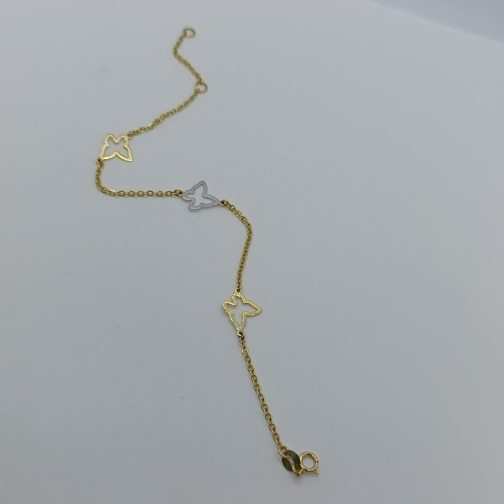 PULSERA ESPECIAL C MARIPOSAS 14K 18 CM 1.7 GR (NUEVO)